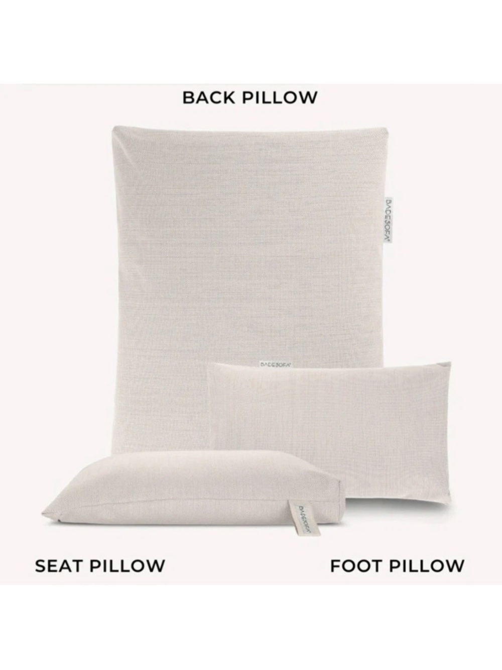 Back, Seat & Foot Pillow Set in Light Beige -